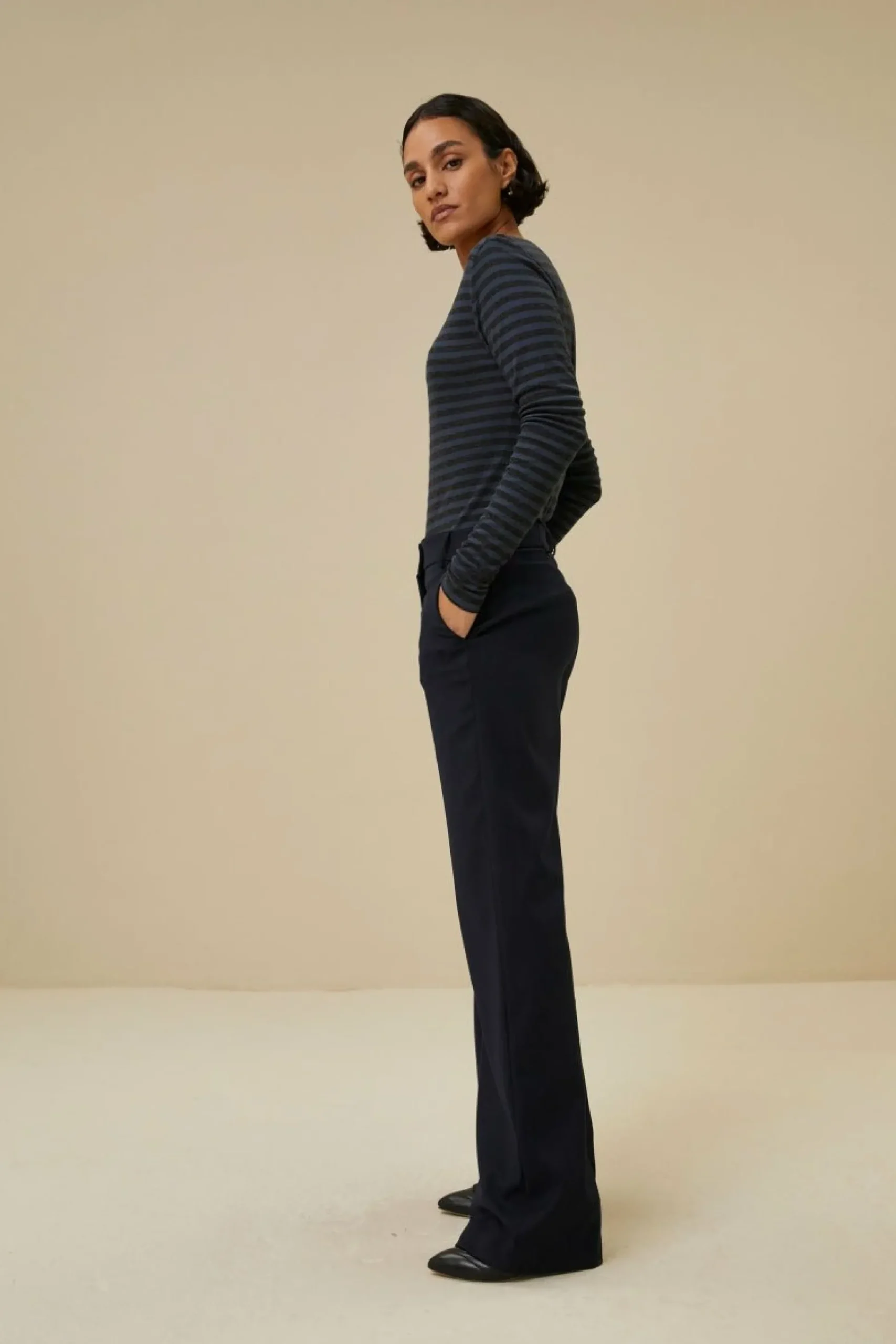 By bar Tops & Shirts<Basic Ls Melange Stripe Top