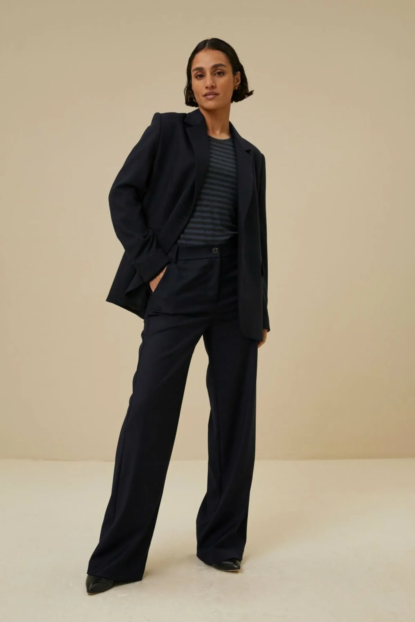 By bar Tops & Shirts<Basic Ls Melange Stripe Top