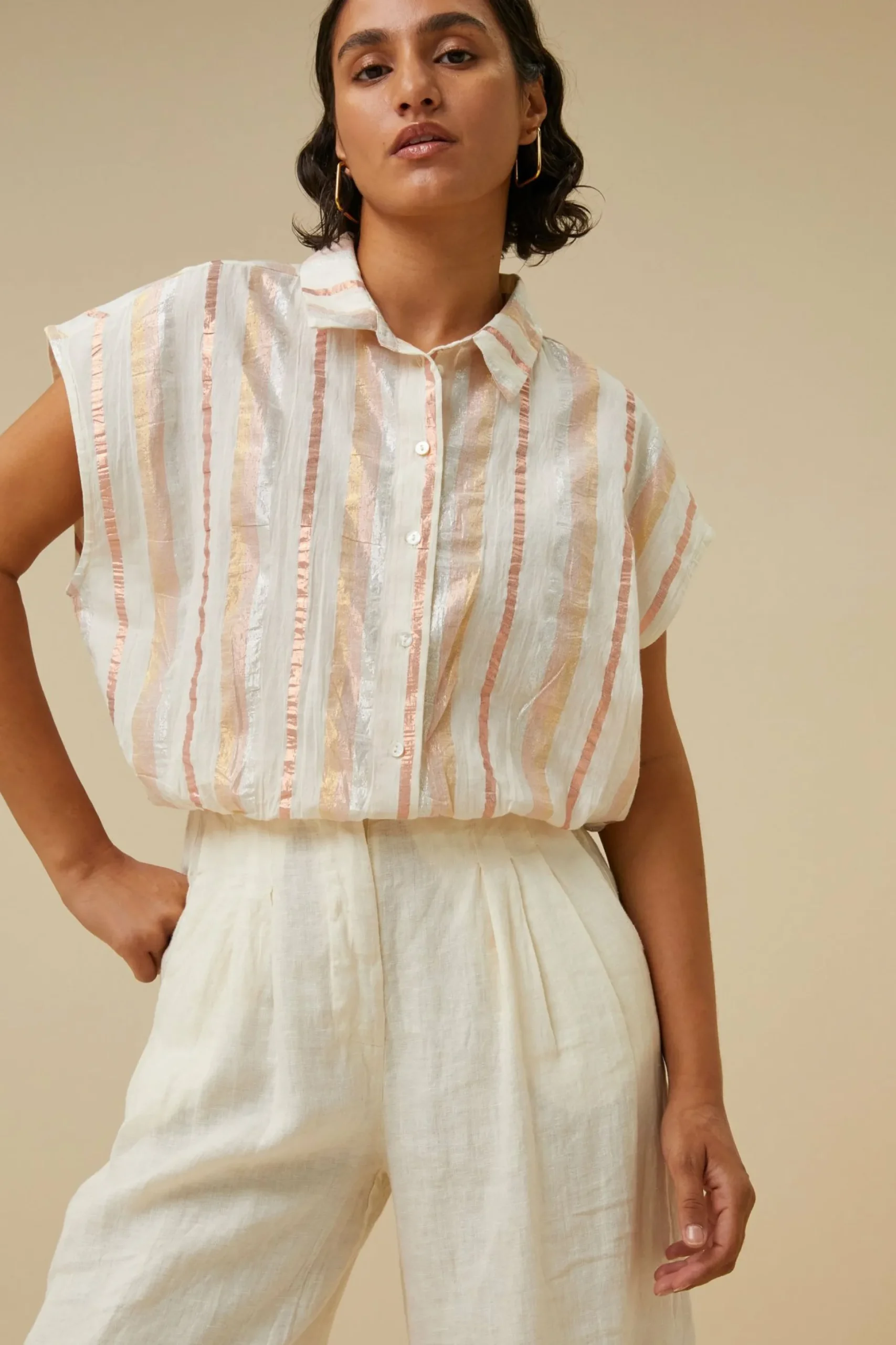 By bar Blouses<Bieke Gloss Stripe Blouse