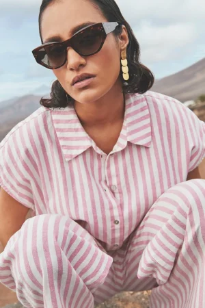 By bar Blouses<Bieke Linen Stripe Blouse