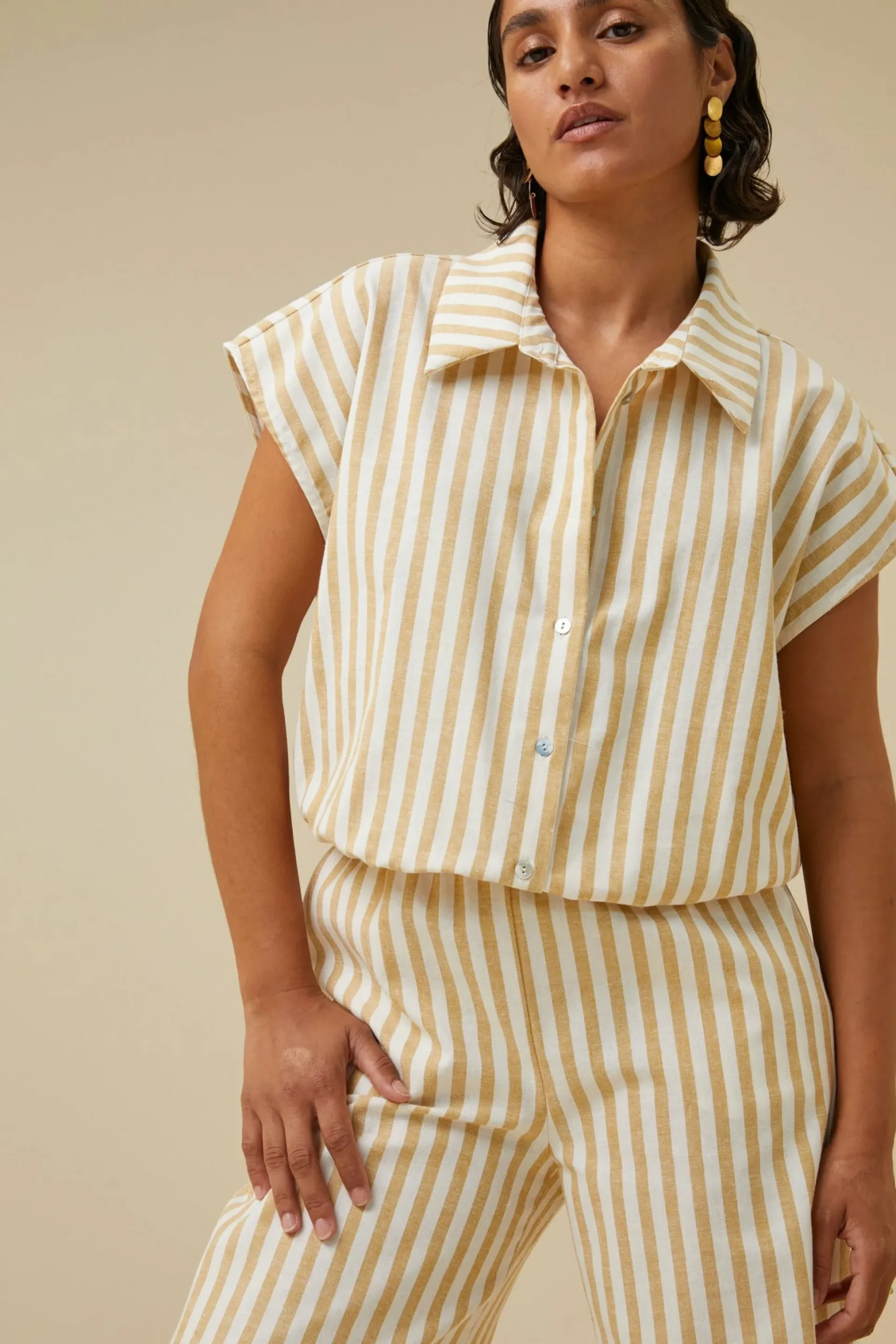 By bar Co-Ord Sets<Bieke Linen Stripe Blouse