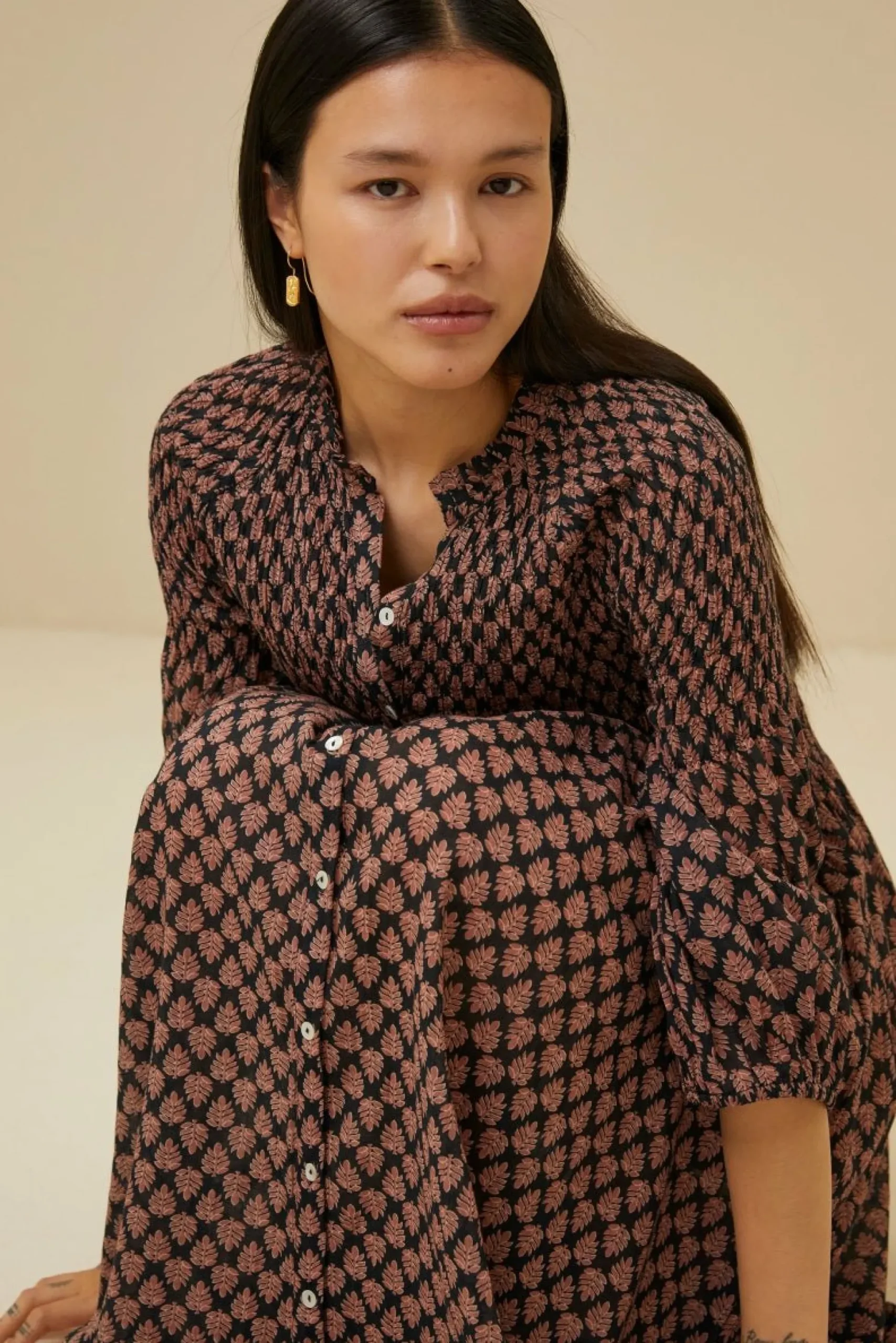 By bar Jurken<Loulou Leaf Dress