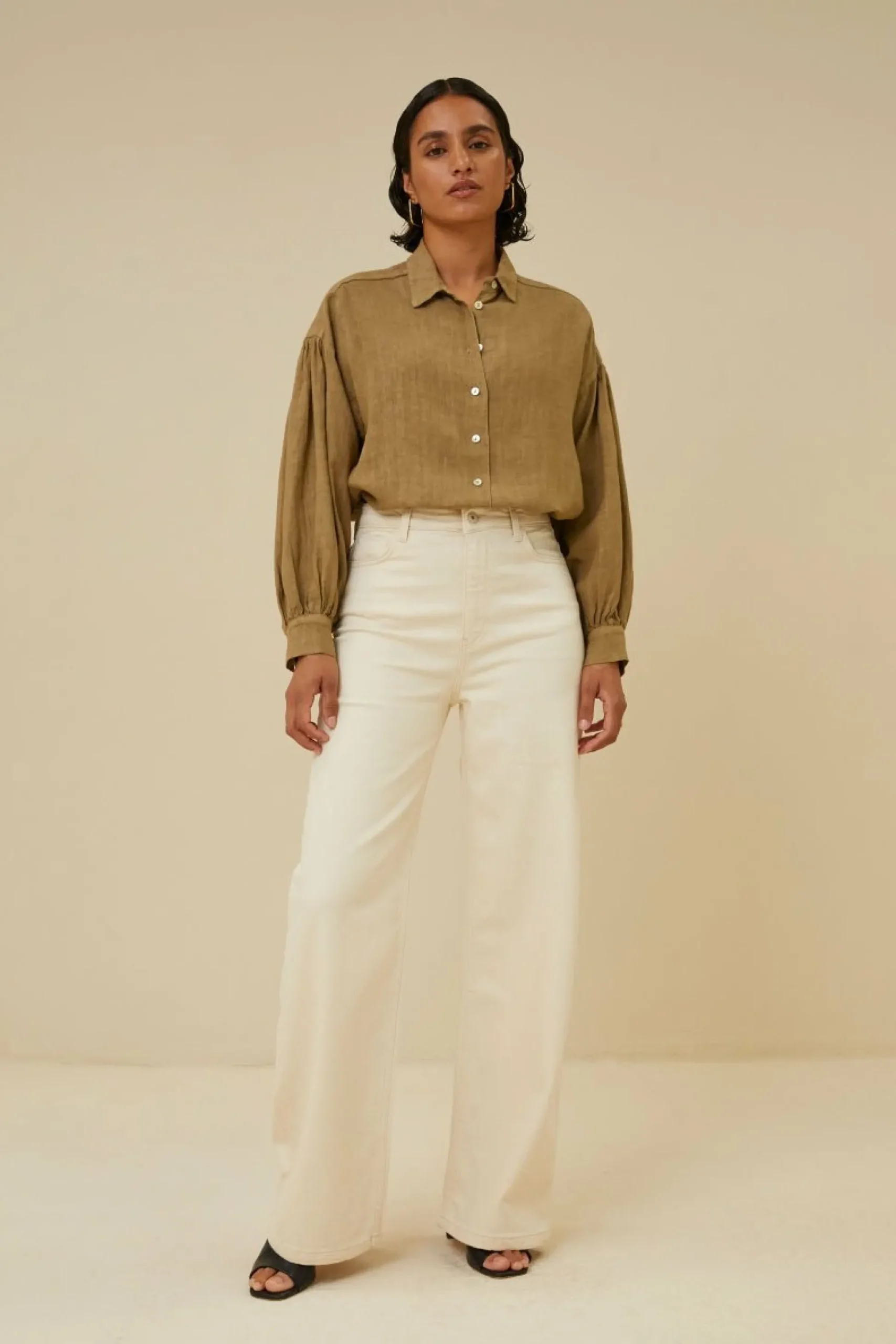 By bar Blouses<Sarah Short Linen Blouse
