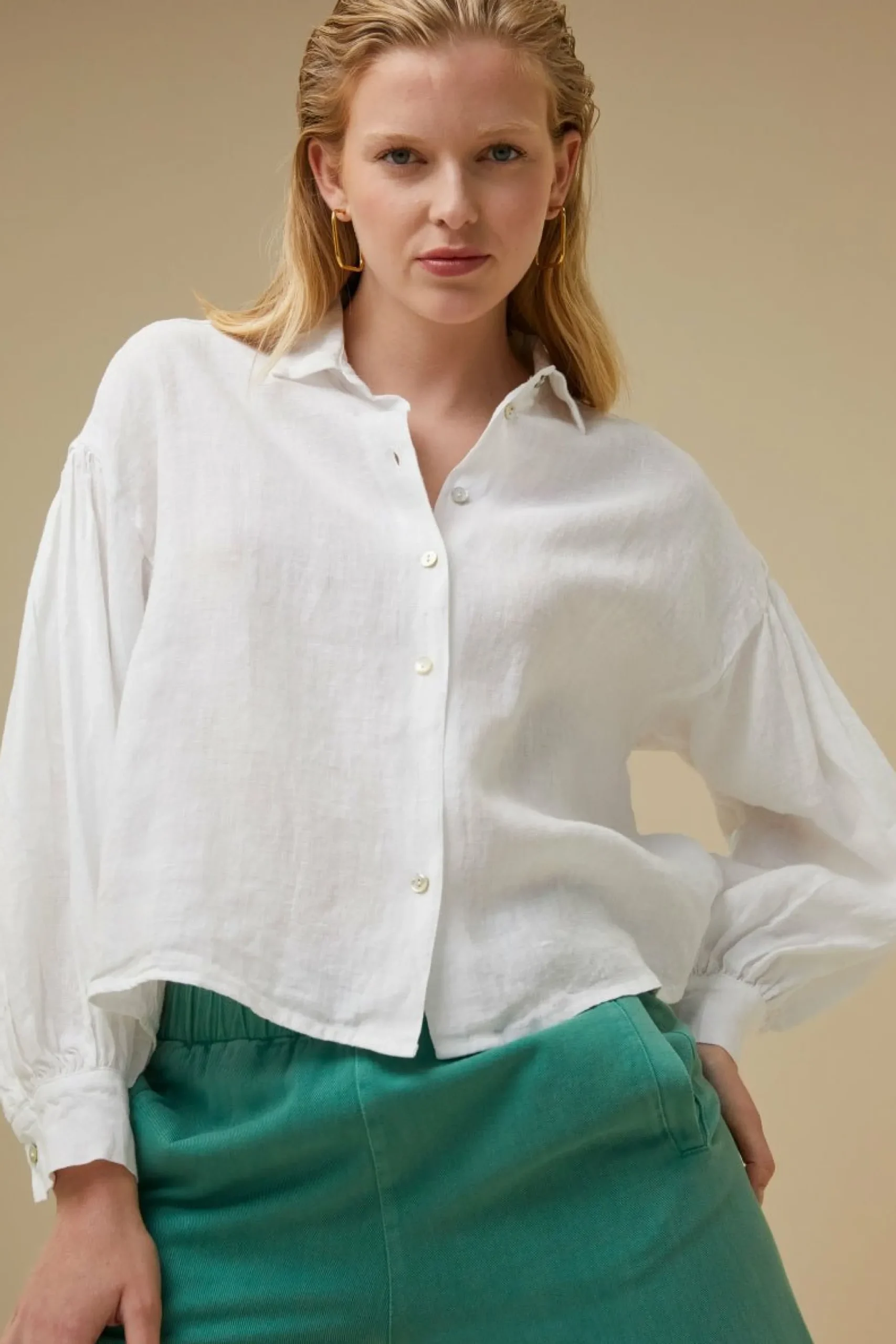 By bar Blouses<Sarah Short Linen Blouse