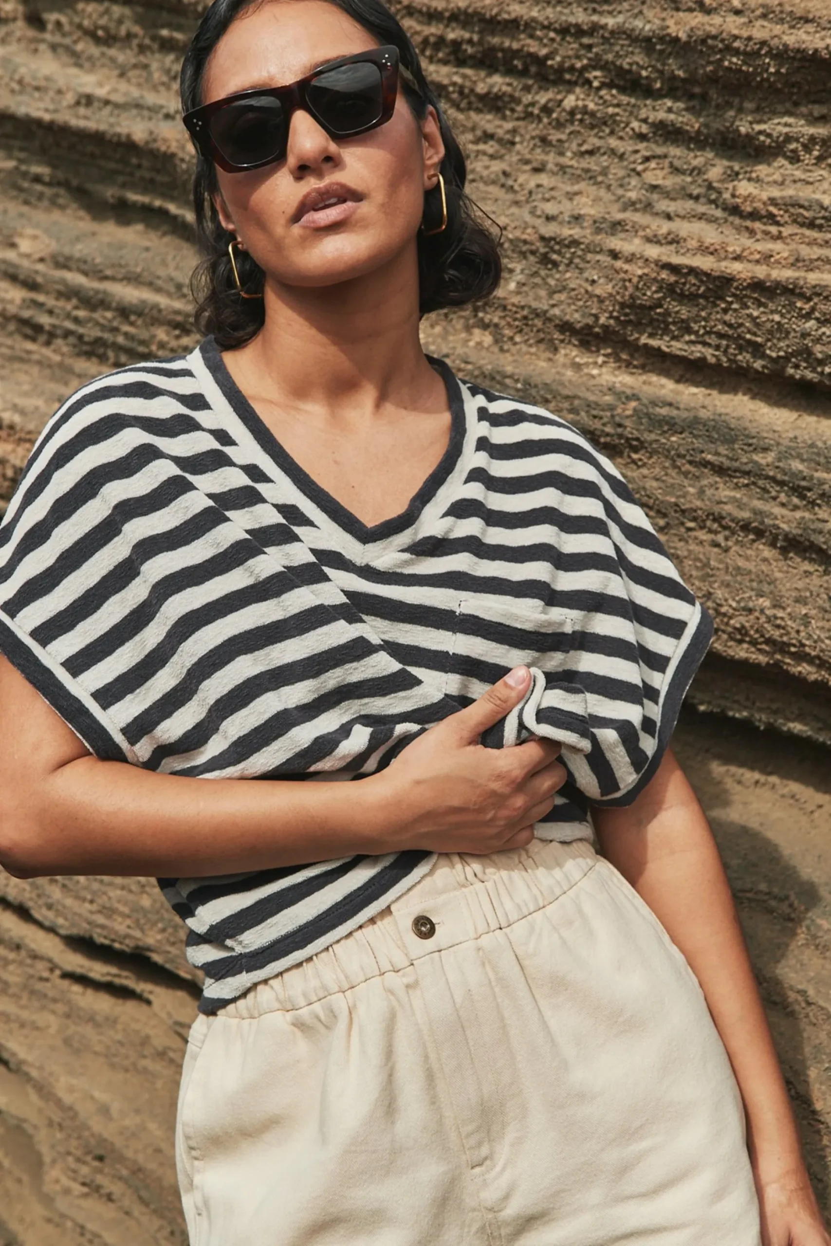 By bar Tops & Shirts<Tammie Slub Stripe Top